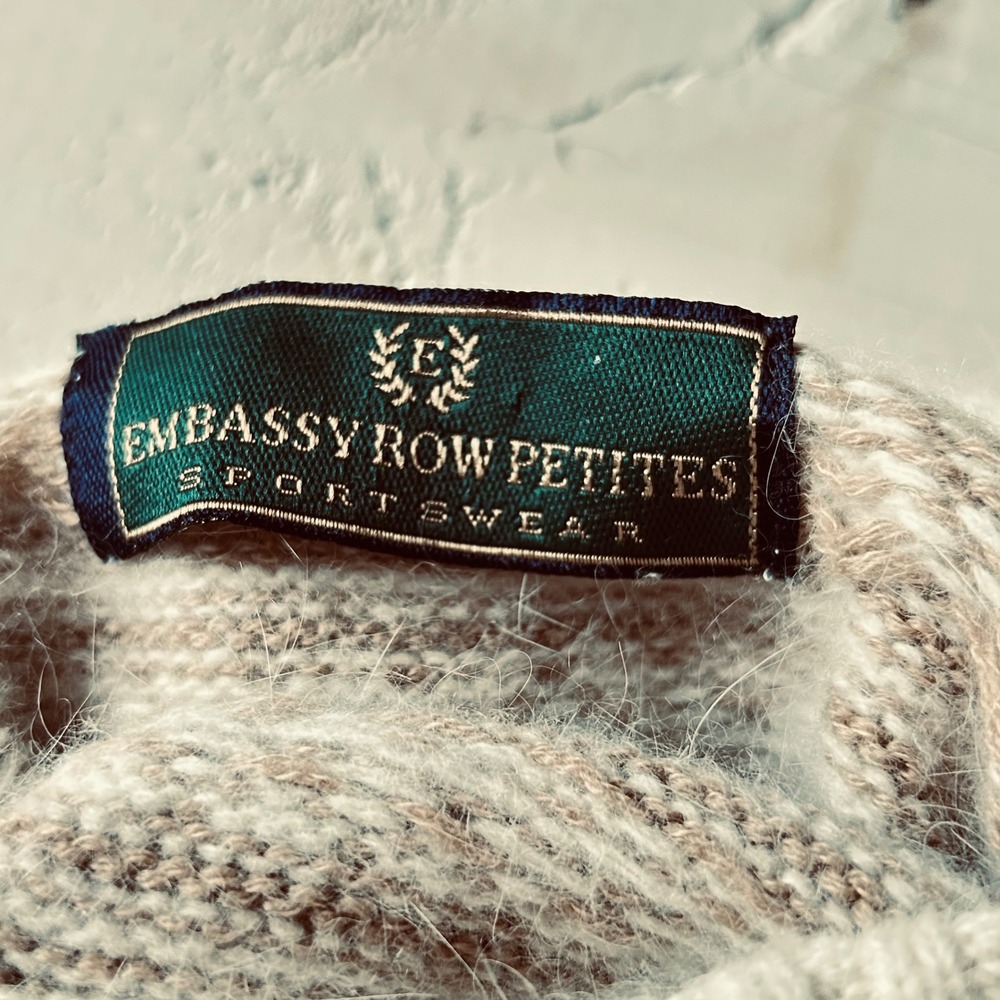 Embassy Row Petites Fair Isle Turtleneck Sweater Beige Brown Cozy Knit Warm - Picture 6 of 7